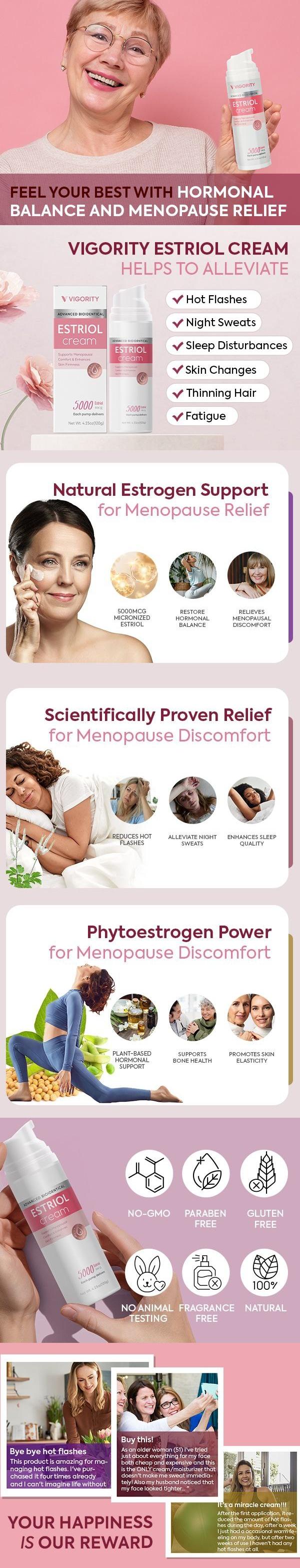 Vigority Estriol Face Cream for Women: Natural Bioidentical Estrogen Cream with Wild Yam - For Menopause Relief, Hormone Balance & Skin Firmness