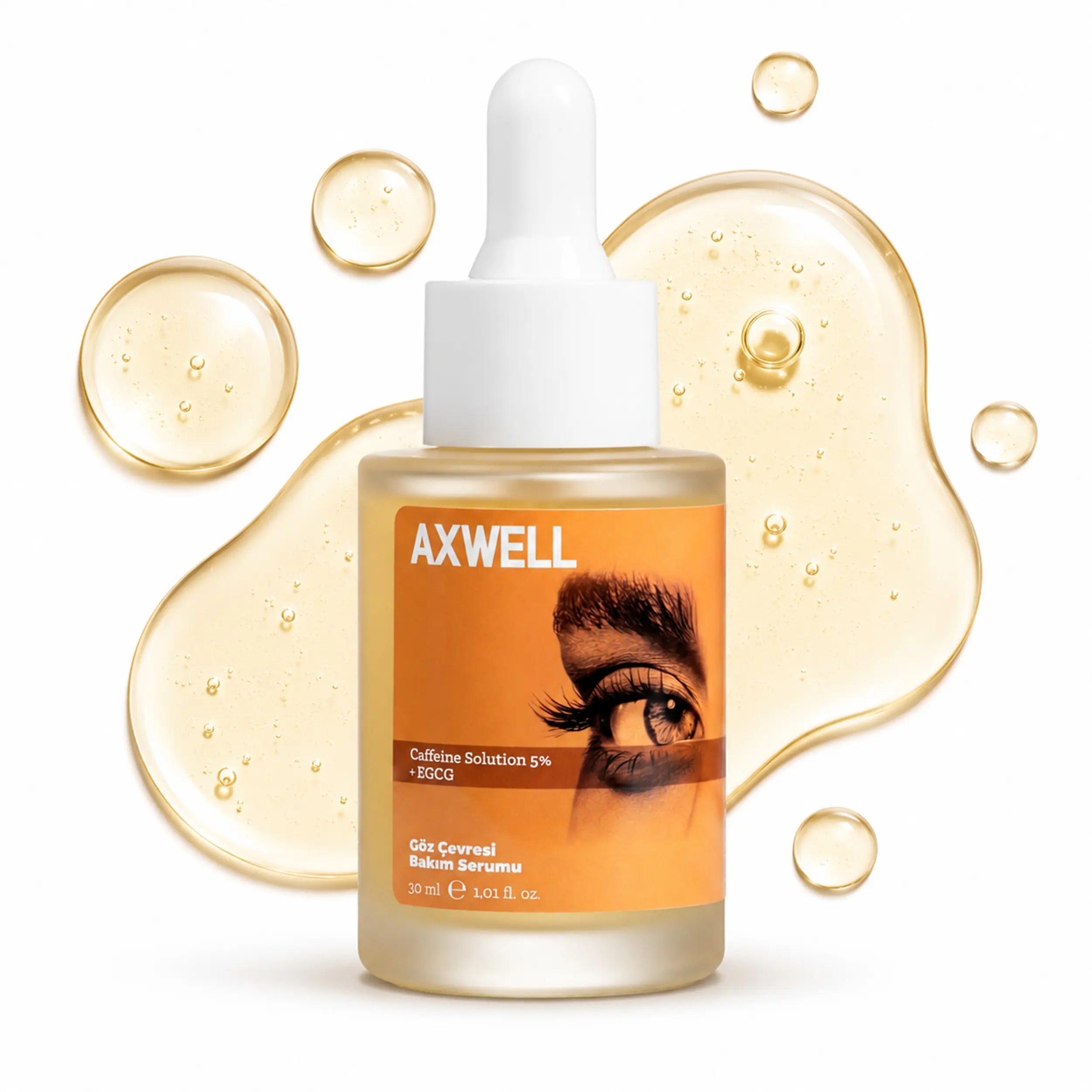 Axwell Caffeine Eye Serum 5% + EGCG – Eye Contour Care for Puffiness & Dark Circle Appearance – Hydrating Solution with Glutathione & Hyaluronic Acid – Revitalizing Look (1 fl oz)
