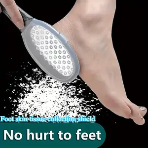 Essential Pedicure Tool: 1 Professional Stainless Steel Bladeless Foot File with Safety Splash Guard, Ergonomic Curved Handle for Easy Grip, and Dual-Grit Stainless Steel Surface (Coarse/Fine) for Exfoliation - Durable Remover with Sturdy