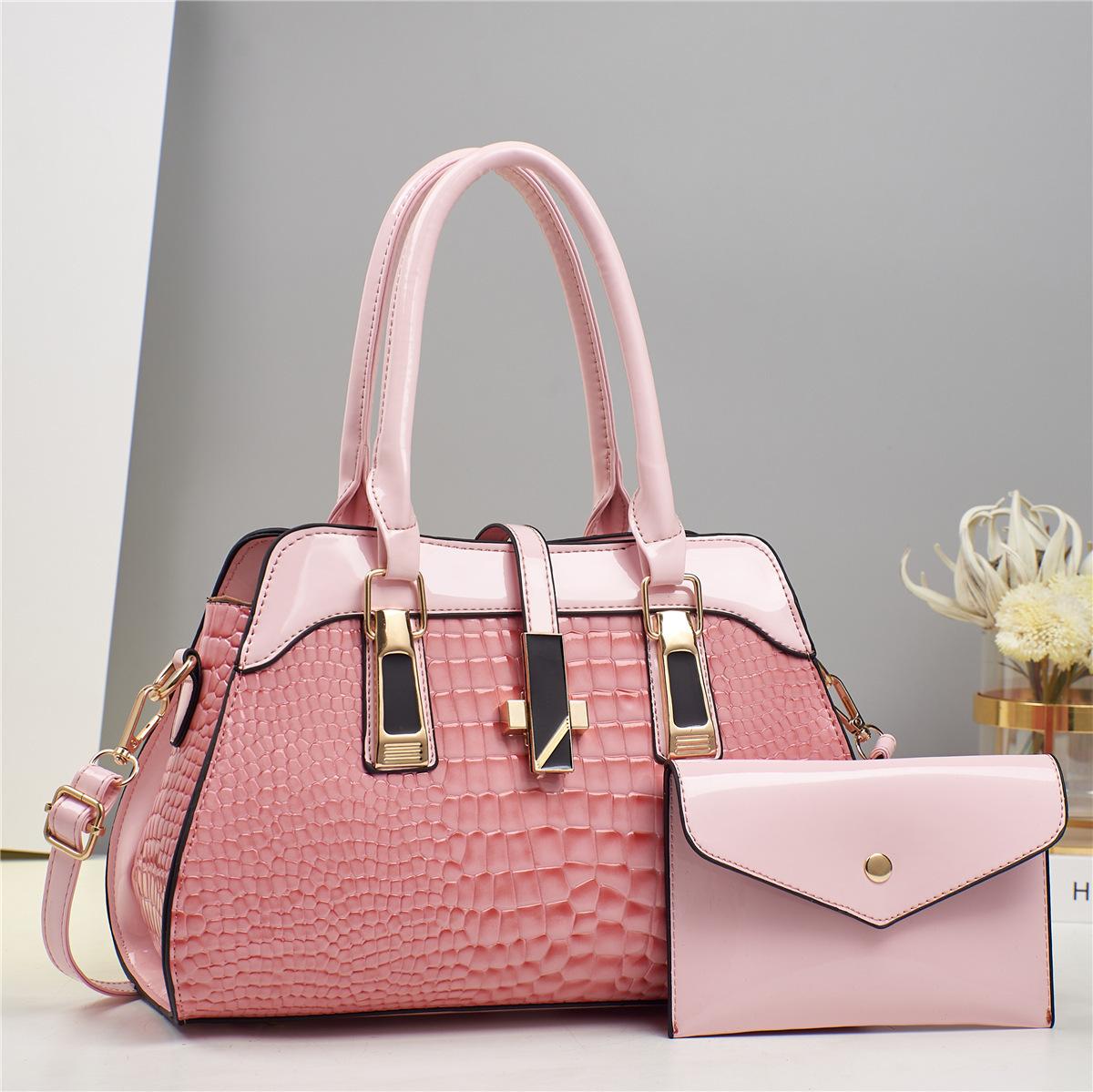 Crocodile Pat tern  Handbag for Women,2026 New Fashion Large  Capacity Handbag with Adjustable Strap, Zipper Closure, Wristlet, And Edge Paint, Mother-Son Matching Design