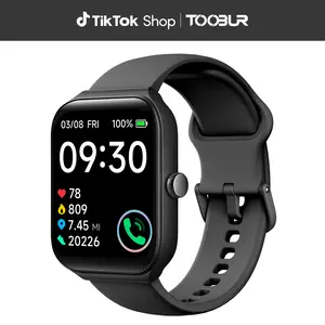 TOOBUR 1.95" Smart Watch with BT Answer/Make Calls Smart Voice Assistant Sleep Tracking IP68 Waterproof Step Calorie ActivityTracker 100 Sports Fitness Tracker Smartwatch for Men Women Compatible iOS Android Phones Wearable Black