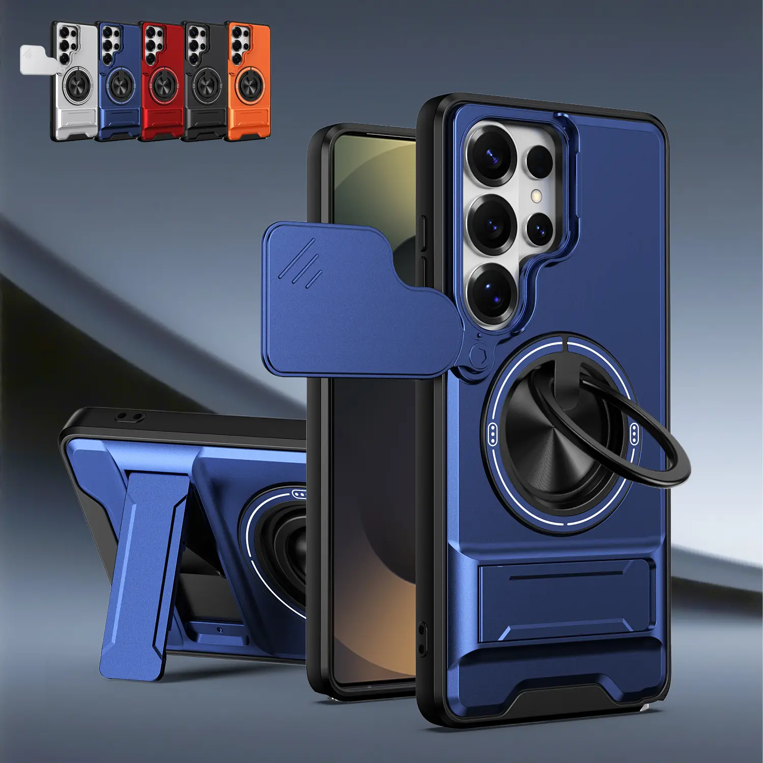 Magnetic Case Dustproof Cover for Samsung Galaxy S26 S25 S24 S23 S22 Ultra Slide Camera Lens Cover Protector,360° Rotatable Ring Kickstand, Compatible with MagSafe, Shockproof  Heavy Duty Protective Case tiktokshopbacktoschool