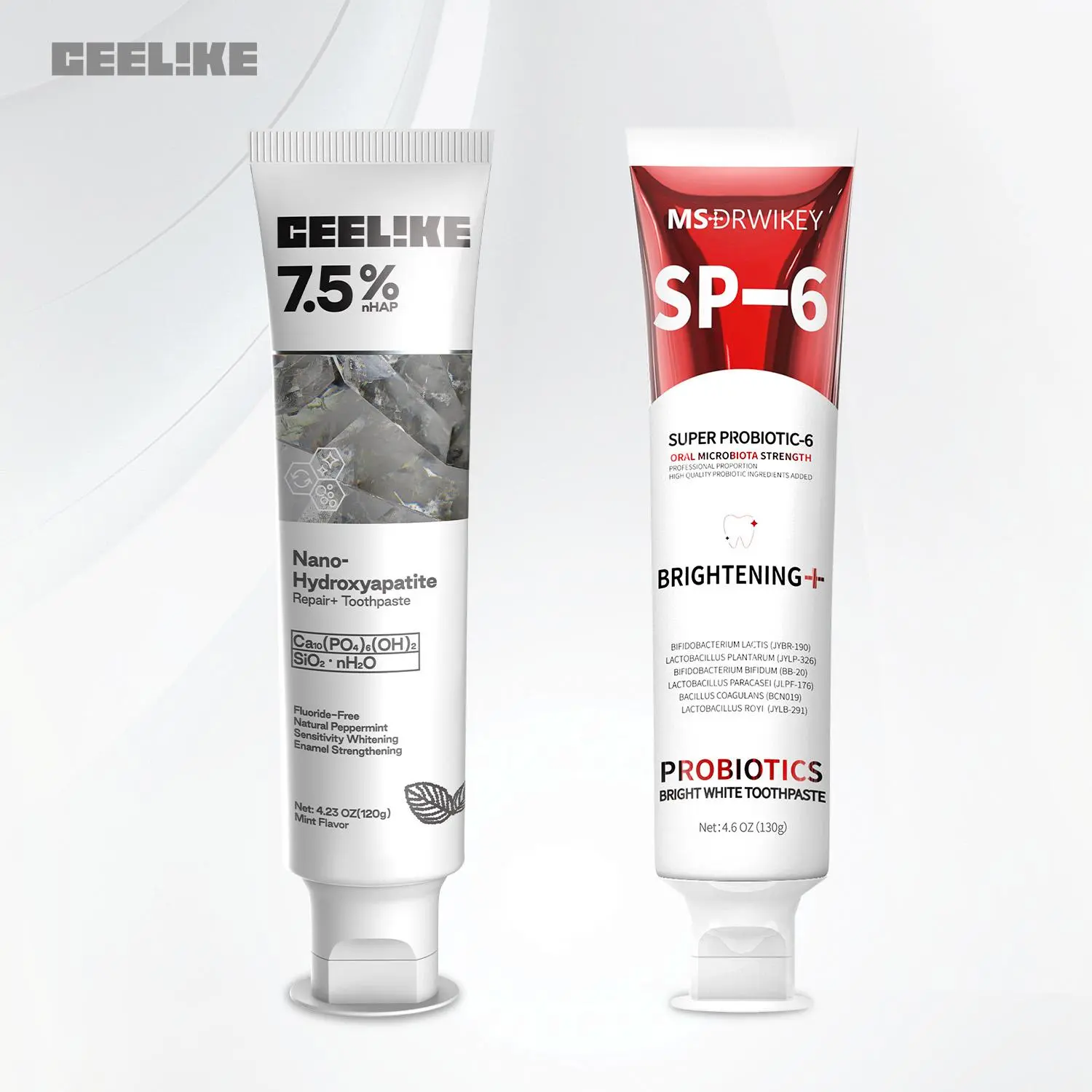 CEELIKE Red SP-6 Super Probiotic Toothpaste & Hydroxyapatite Toothpaste Set – Repairs Teeth, Freshens Breath, and Enhances Oral Health, Teeth Whitening, Self Care Products, Whitening Toothpaste