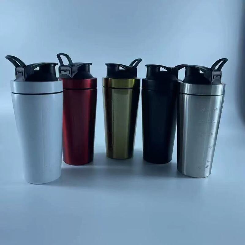 Stainless Steel Protein Shaker Bottle with Mixing Ball - Leak-Proof Gym & Sports Portable Shaker Cup