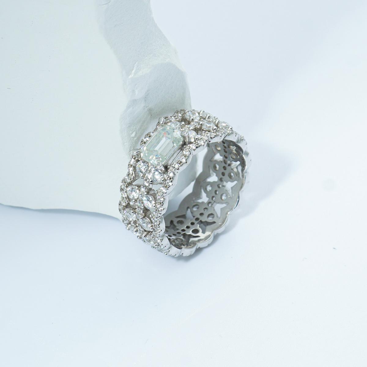 Delzzad 1ct Octagon Luxury Ring Synthetic Moissanite Ring Band In 925 Sterling Silver Birthday Anniversary Mother's Day Christmas Gifts for Men Women