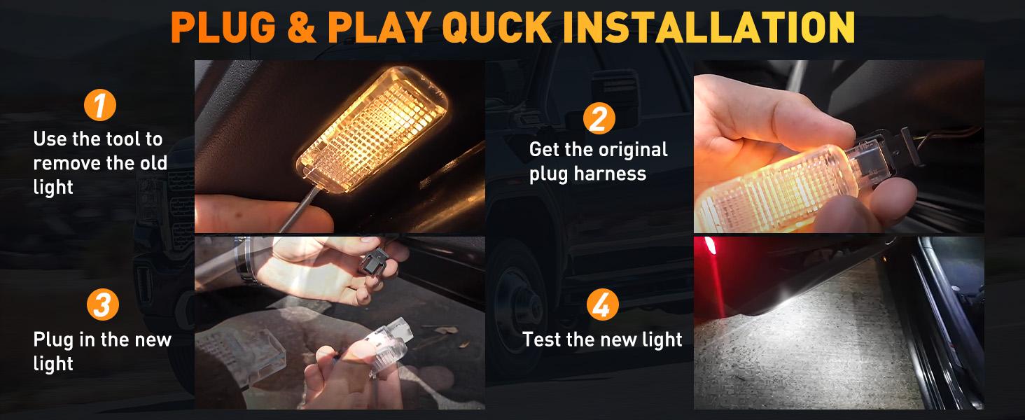 Nilight 2PCS LED Interior Door Panel Light Courtesy Warning Lights White Beam Plug and Play Compatible with Audi A3 A4 A5 A6 A7 S3 S4 S5 S6 S7 Q5 Q7 TT OEM Replacement CANbus Error Free