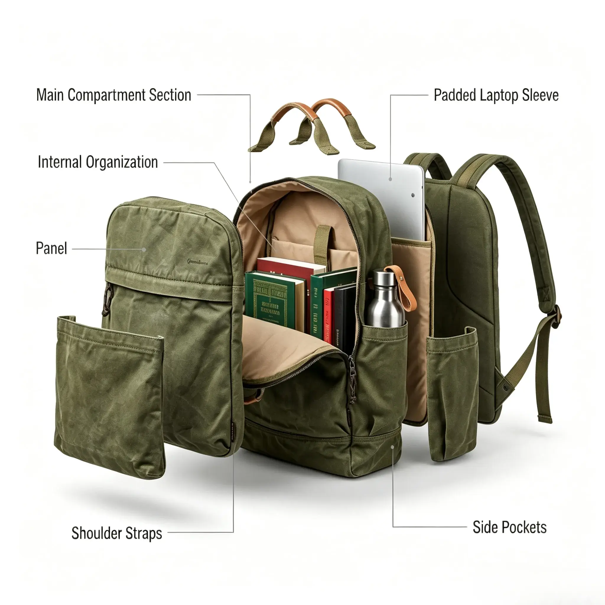 GOOTIUM Men's Vintage Heavy-Duty Canvas 18L Travel Rucksack Backpack  Travel - Durable Hardware, Even Stitching, Adjustable Shoulder Straps, Quick-Access Daily Casual pack bag for school