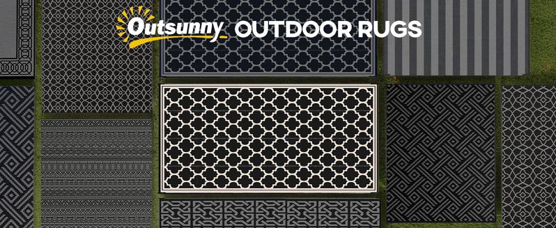 Outsunny Reversible Outdoor Rug, 9' x 18' Waterproof Plastic Straw Floor Mat, Portable RV Camping Carpet, Large Floor Mat for Backyard, Deck, Picnic