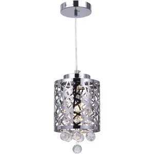 CWI Lighting Eternity 1 Light 6 inch Chrome Drum Shade Mini Pendant Ceiling Light 5008P6ST