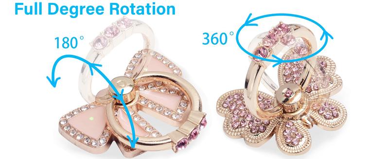 2-Pack Luxury Glitter Diamond Finger Ring Stand – Universal Metal Pop Socket Grip for iPhone 15/14/13/12/11 Pro Max, Galaxy Ultra & All Smartphones