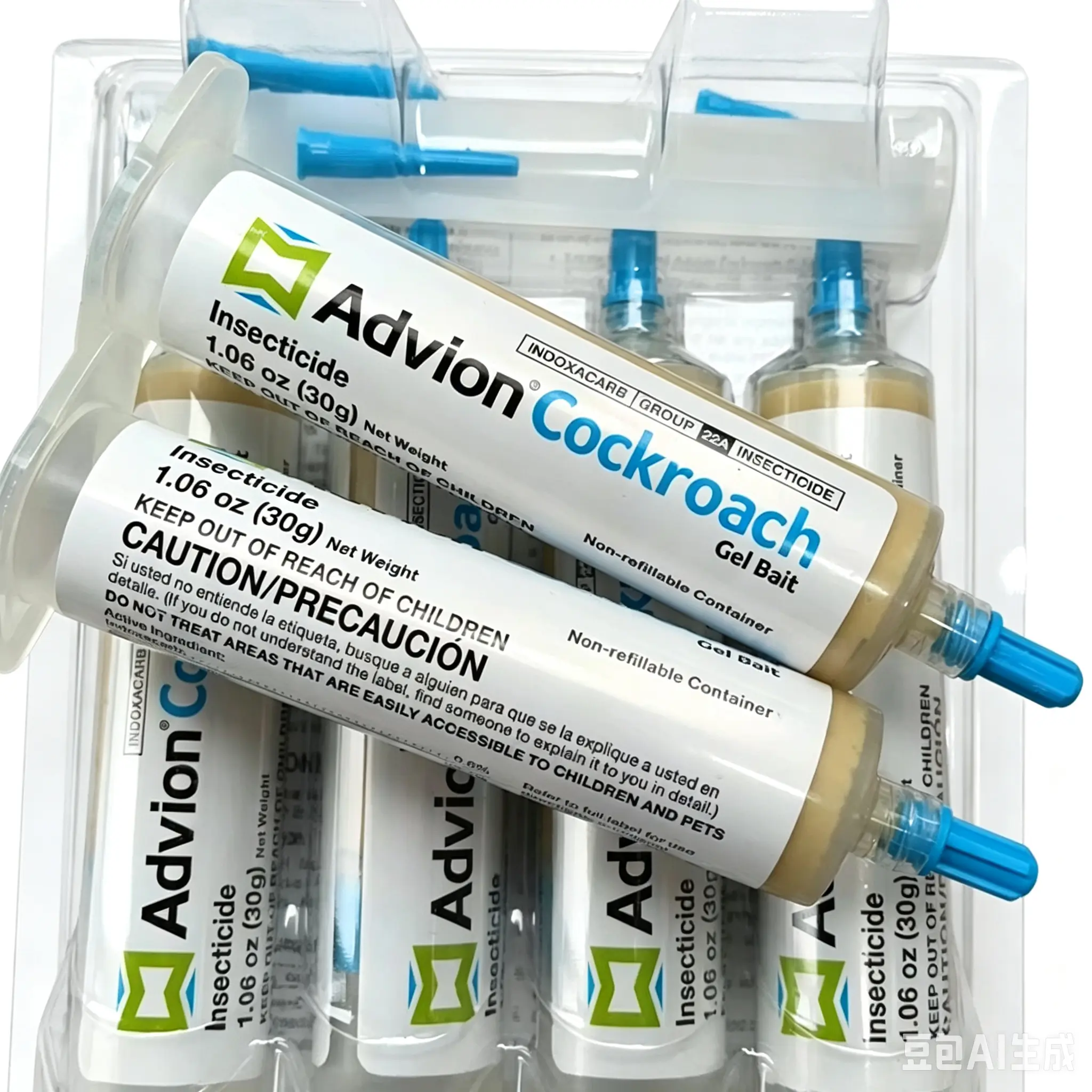 Advion Cockroach Gel Bait, 4 Tubes x 30-Grams, 4 Plunger and 4 Tips, German Roach Insect Pest Control, Indoor and Outdoor Use, Roach Killer Gel for American, German and Other Major Cockroach Species