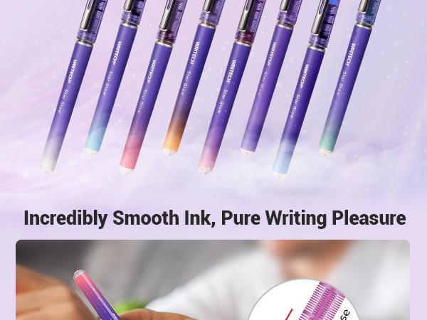 WRITECH Liquid Ink Rollerball Pens 8ct Assorted Colors 0.5mm Tip for Smooth Writing, Coloring, Drawing, and Journaling