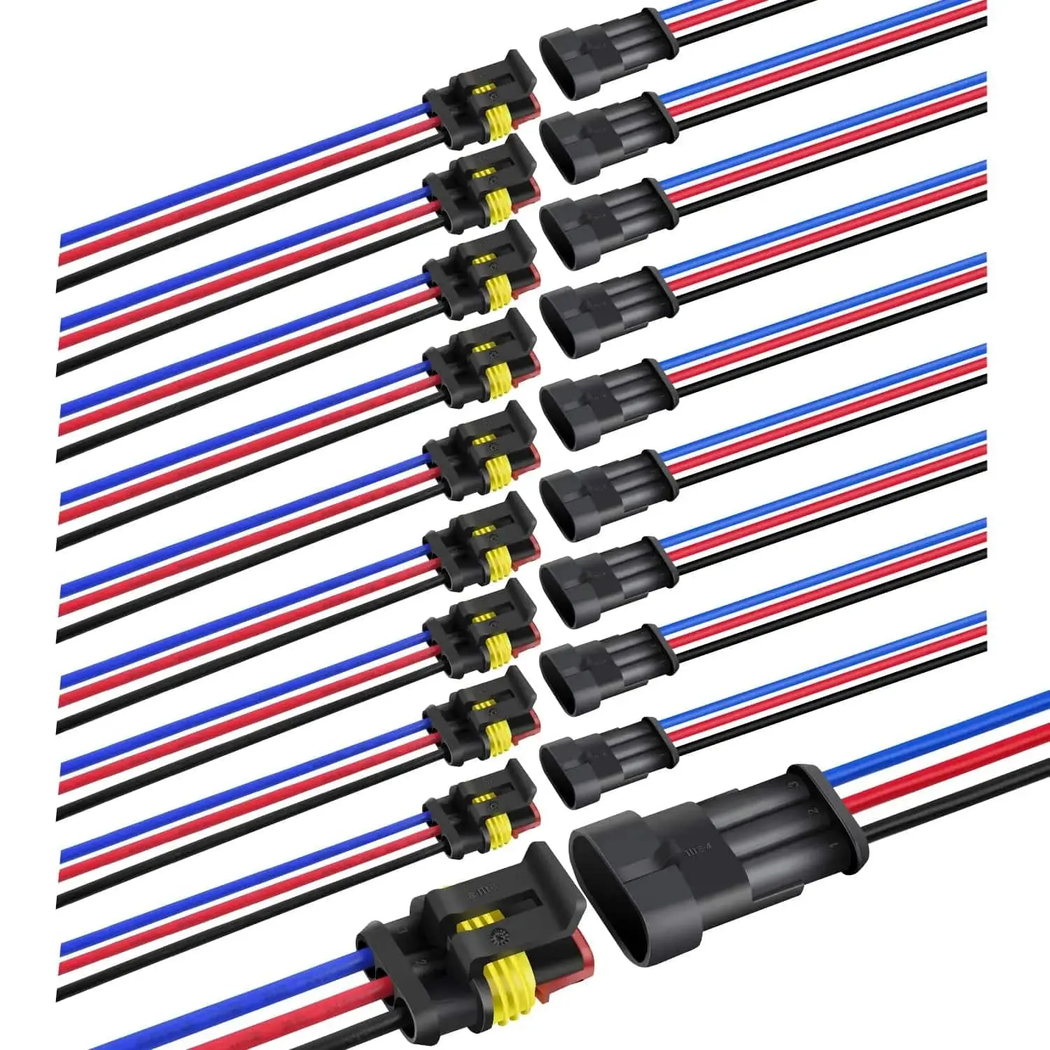 Nilight 3Pin Electrical Wire Connectors Male and Female Plug