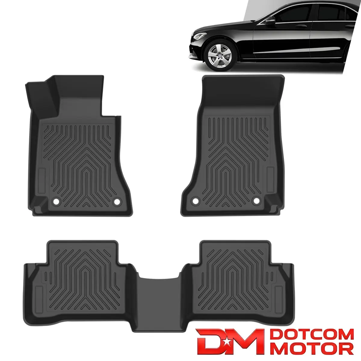 All Weather TPE Floor Mats Liners Fit For 15-21 Mercedes-Benz C-Class Sedan