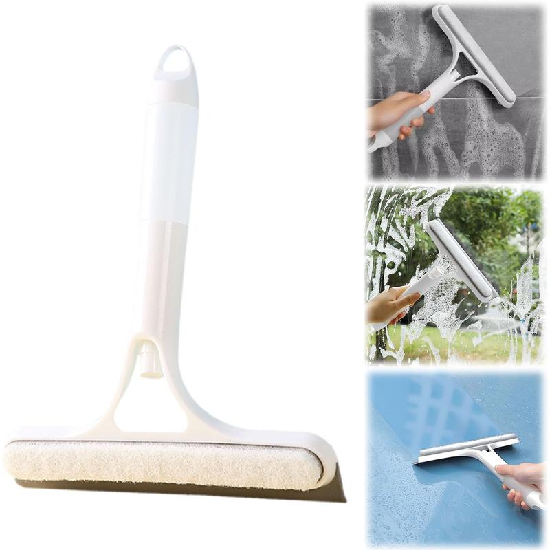 3 in 1 Glass Cleaner Squeegee with Sprayer - Streak-Free Window Cleaning Tool, Squeegee for Shower Glass, Ergonomic Handle Set , Yellow and White
