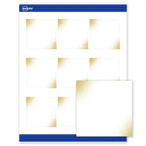 Avery Printable Square Business Cards, 2.5" x 2.5", Matte White, Pre-printed Gold Blush Design, Sure Feed Technology, Laser & Inkjet Compatible, 180 Total