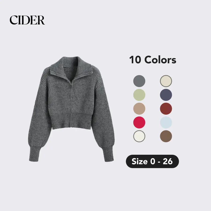 Cider Knit Polo Zipper Cardigan SohoChic