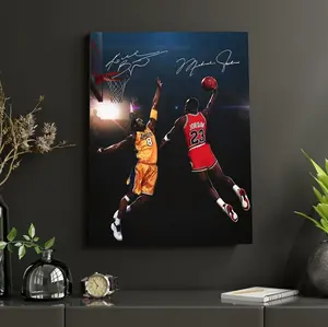 [Sale Up To 50%] [No Frame] Michael Jordan vs Kobe Poster - Legendary Duel Basketball Art, Vintage Game Moment Print, Iconic Sports Wall Decor