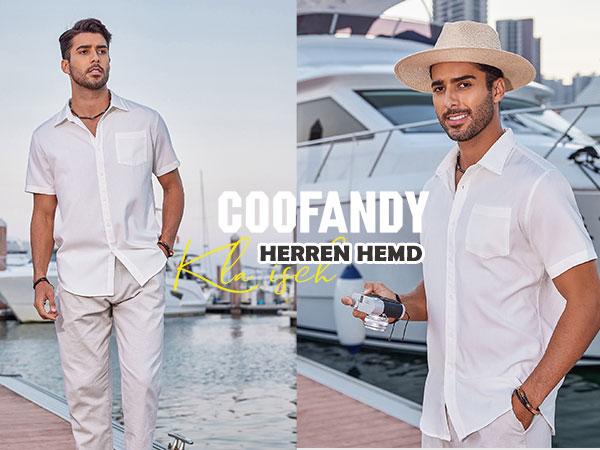 COOFANDY Men's Linen Shirts Casual Button Down Short Sleeve Summer Beach Dress Shirt Menswear Soft Classic Chino Plain Top Elegant Stylish