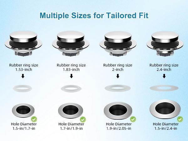 Hibbent Bathtub Drain Stopper, Bathroom Drain Stopper with Hair Catcher, Bath Tub Drain Strainer Plug and Cover