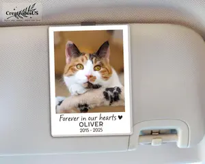 Custom Pet Photo Car Visor Clip, Dog Cat Memorial Gift, Pet Remembrance Keepsake, Pet Loss Gift, Pet Memorial Gift For Car