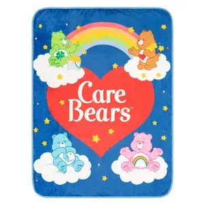 Care Bears Rainbow Heart Logo Fleece Throw Blanket | 45 x 60 Inches