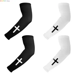 Unisex Cross-Design Polyester Compression Arm Sleeves - Adjustable Fit, Cooling, Sunproof Sport Sleeves for Football - Arm Cuffs, Men's & Women's Fashion Accessories