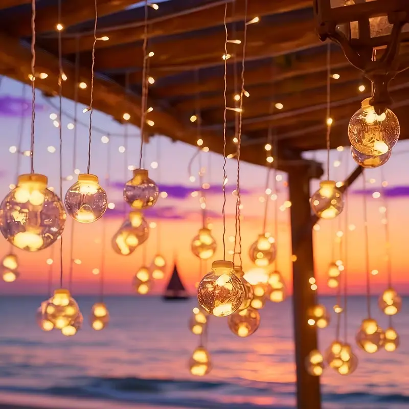 Crystal Ball String Lights with Remote Control, 8 Multiple Modes, 138in 108 LED Bulbs, Outdoor Safe Fairy Wish Lights for Bedroom, Christmas Tree, Indoor Garden Party, Crystal Balls