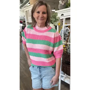 Stripe Short Sleeve Top