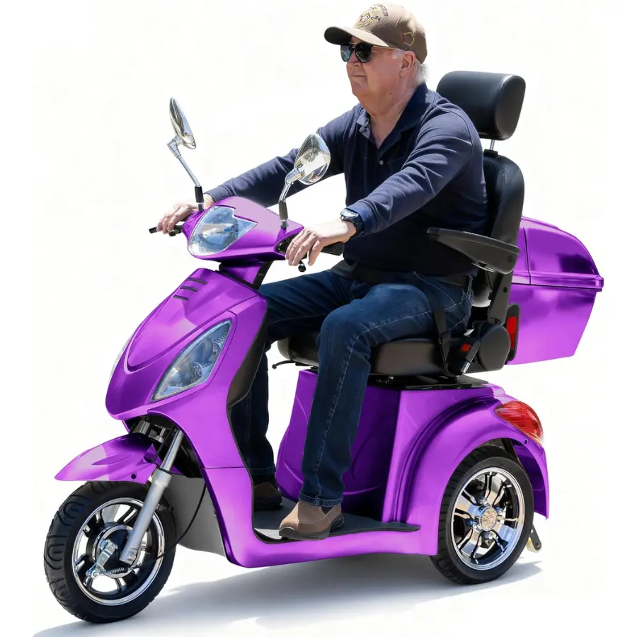 Super Large 3-Wheel Mobility Scooter for Seniors & Adults, 800W Motor, 500 lbs Capacity, Fully Assembled, Ready to Ride, Remote Key, Adjustable Speed, LED Lights