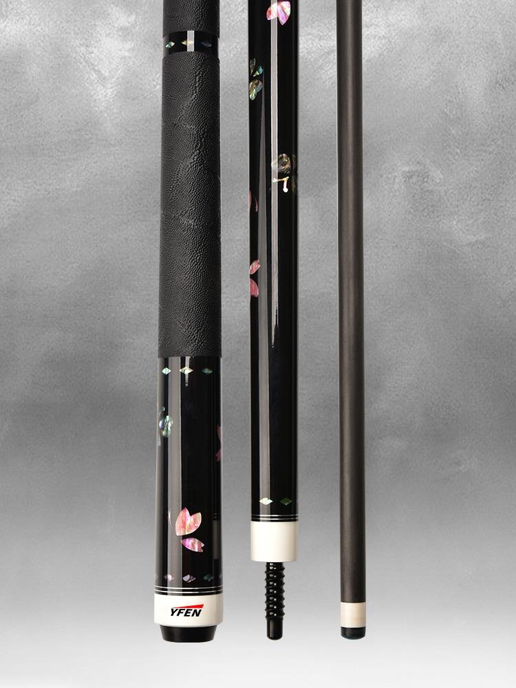 Carbon-Fiber Pool Cue LD Shaft with 1/2 Joint for Spin Control - Heavy-Duty Black Shell Inlaid Leather Grip, Water-Resistant & Splice-Proof Tip (11.8mm) w/ Extension - Professional Billiard Cue Stick
