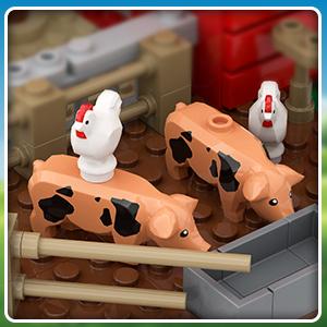 Farm Barn Building Set with LED, Western Farm House Building Block with Windmill Tractor Horse Animals 1405 PCS, Big Barn Construction Toy Brick Kit for Adults Teens Boys Girls 10-12+