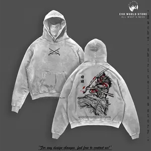 Inosuke Hashibira Demon Slayer Washed Hoodie & Tee – Vintage Oversized Heavy Cotton, Double Print Front & Back, Retro Unisex Streetwear, Beast Breathing Edition, Gift for DS Fans