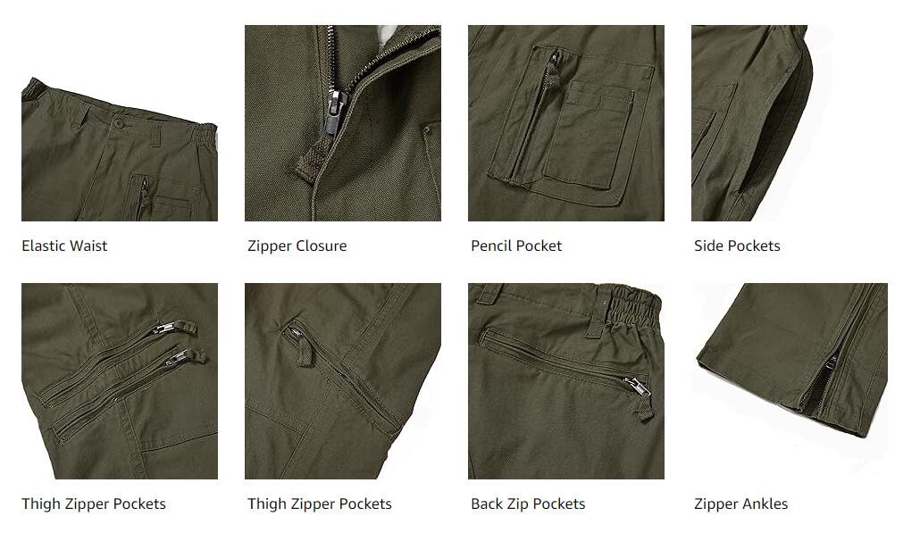 Men's Tactical Pants 9 Pockets Ripstop Cargo Pants Lightweight Hiking Work Pants