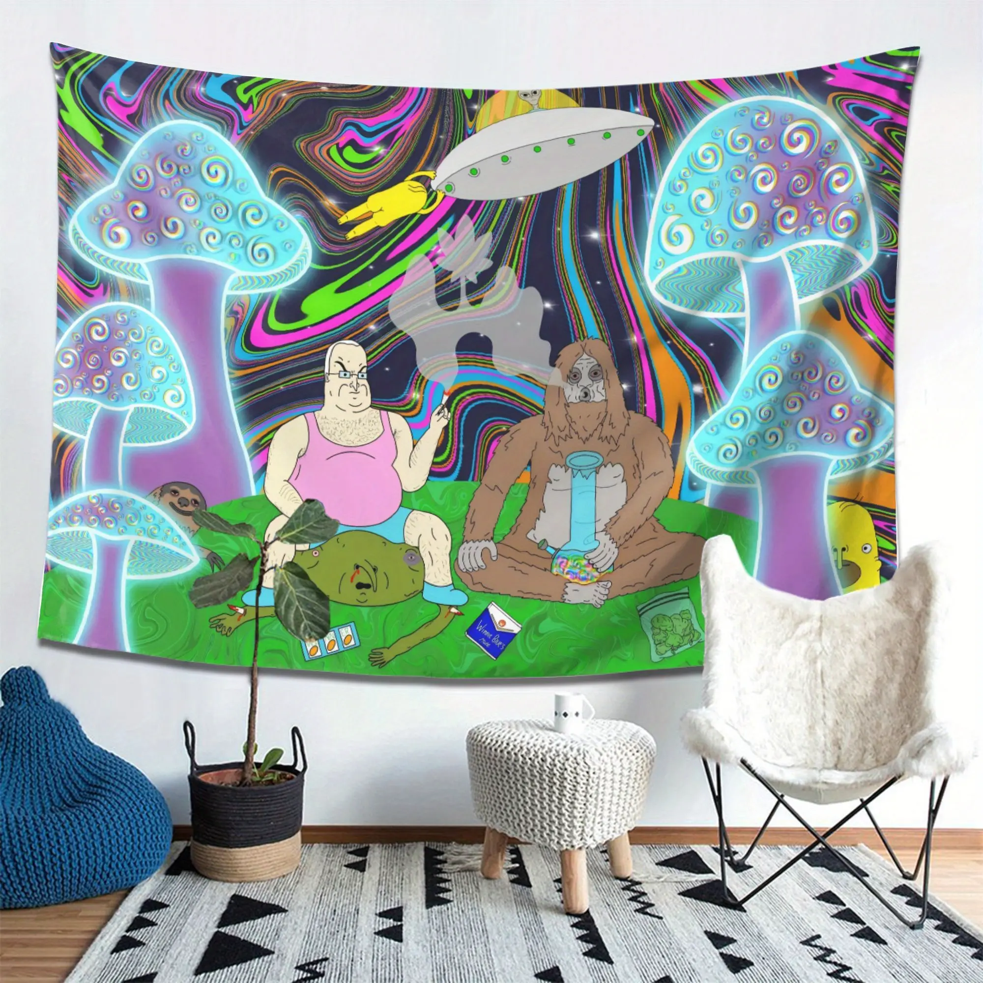 Gorilla funny pattern tapestries, fun lightweight decorative tapestries, dopamine art outdoor tapestries, suitable for living room, bedroom, university dormitory, psychedelic room decoration, creative gifts, bedroom decoration accessories HaTapestry Decor