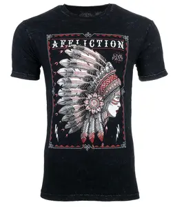 AFFLICTION SENECA Men's T-shirt BLACK LAVA