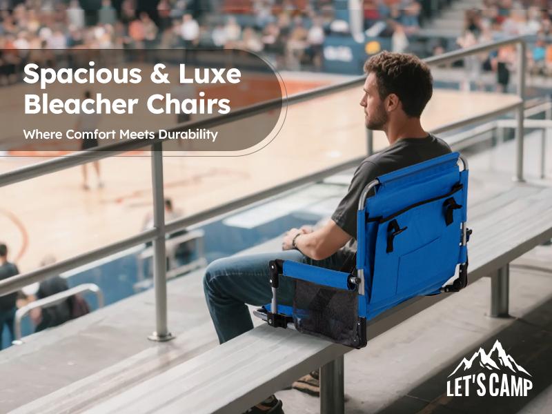 PHI VILLA Stadium Seat with Back Support, Bleach Seat with Backrest and Cushion, Stadium Chair with Cup Holders, Mesh Bag and Hidden Hook for Basketball and Soccer Bench Blue PHI VILLA Stadium Seat with Back Support, Bleach Seat with Backrest and Cushion, Stadium Chair with Cup Holders, Mesh Bag and Hidden Hook for Basketball and Soccer Bench Blue