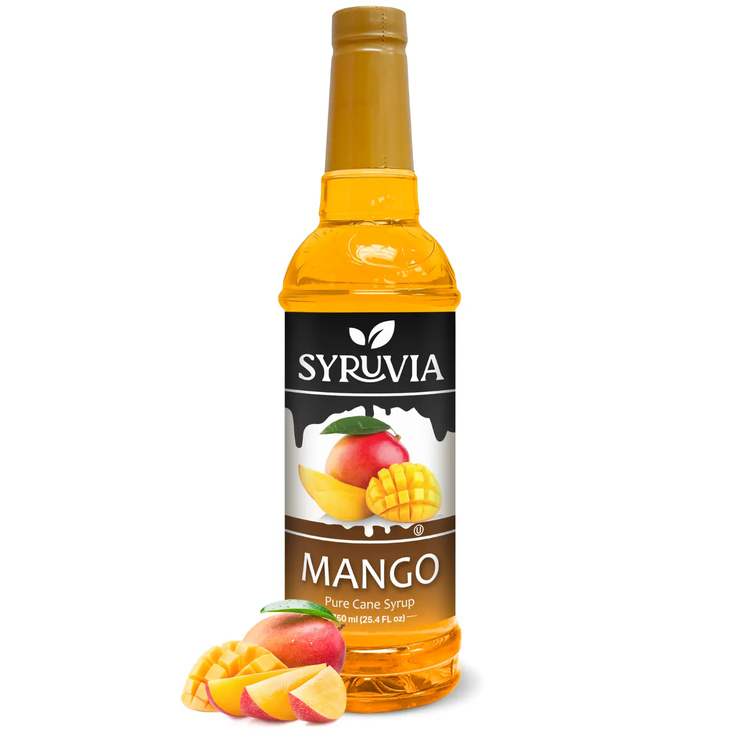 Syruvia Tropical Mango Syrup, 25.4 fl oz - Premium Dietary Friendly Flavoring with Pure Cane Sugar Sweetness for Tea, Italian Sodas, Cocktails; Kosher, Gluten-Free