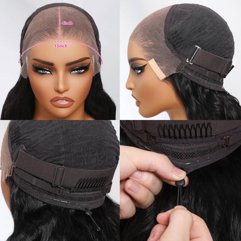 [New In] Bling Hair 13x6 Glueless Wigs Easy To Wear Deep Wave 13x4 Invisible Elastic Drawstring Wig Human Hair 180 Density Pre Plucked Hairline Pre Cut Frontal Wig For Black Women