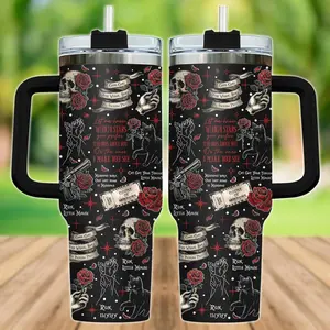 Zade Meadows Haunting Adeline 40oz Tumbler | Dark Romance BookTok Merch | Run Little Mouse Quote Travel Mug with Handle & Straw | Fan Gift Idea