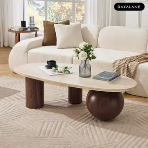 Dayalane Eden Modern Coffee Table For Living Room Irregular Geometric Shape Coffee Table MDF & Glass