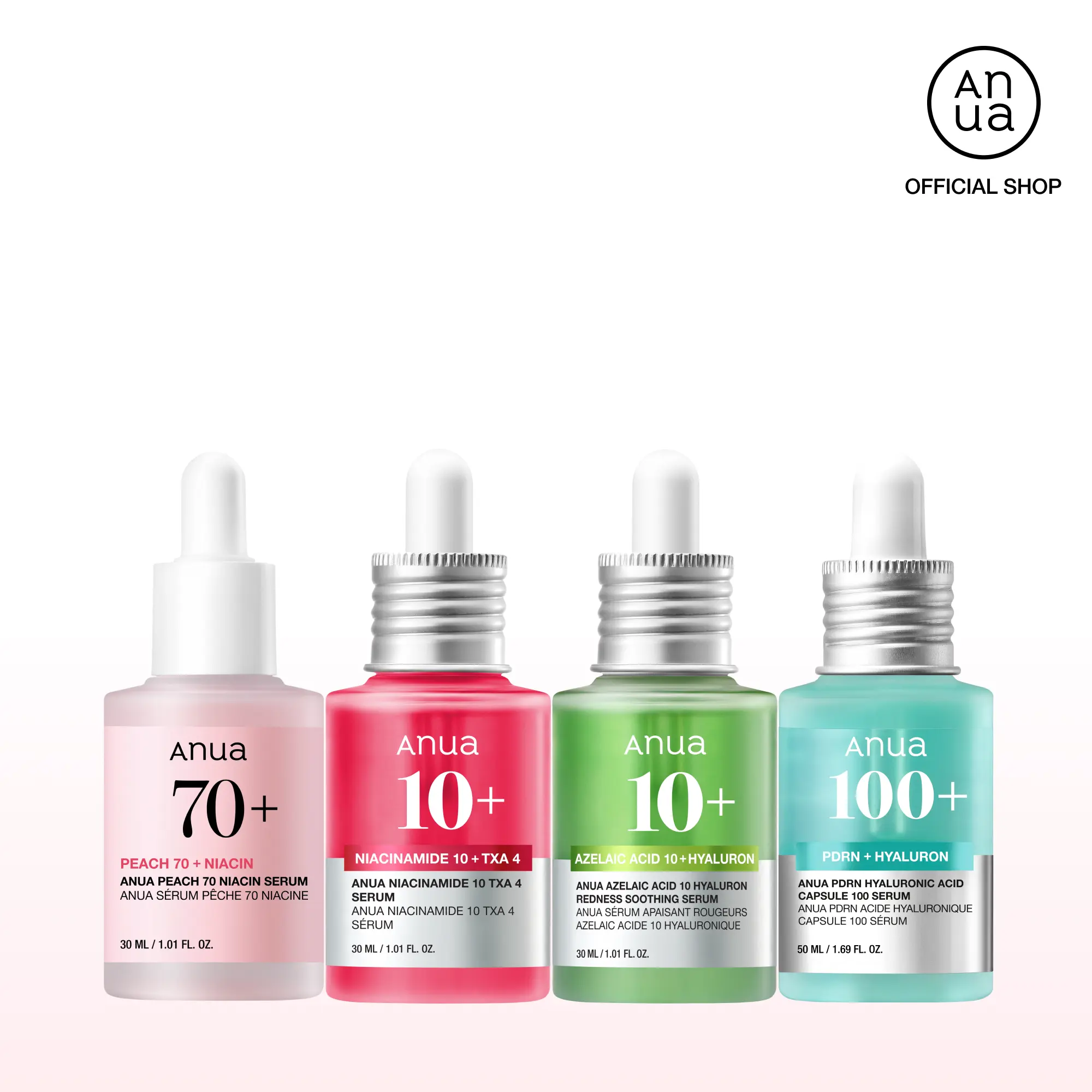 [Anua] Mix & Match Serum Duo & Trio Set ｜Discoloration Pink Serum Duo for Brightening, Hyaluron Skin Barrier Duo for Sensitive and Dry Skin & Soothing Care, Power Trio Set for Glow Skin ｜ Dark Spot Serum, PDRN, Azelaic, Peach Serum, Dark Spot Corrector