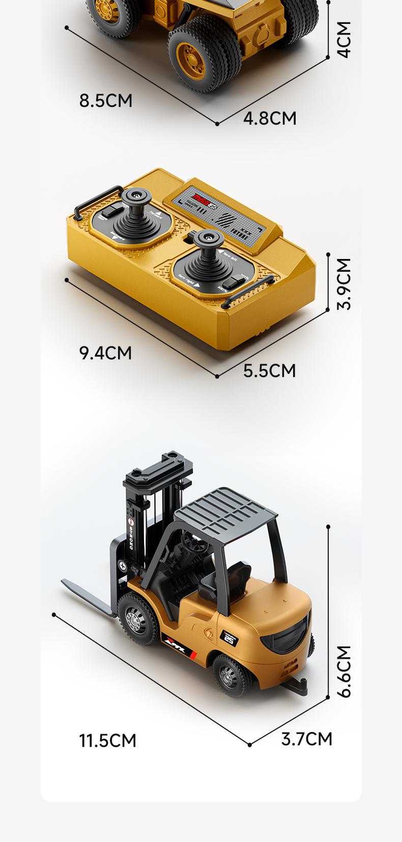 BRRRRT 1/64 Mini Remote Control Excavator and Dump Mini Forklift ToyTruck Full Proportion Toy Set with Lights and Sounds for Adults Kids Boys and Girls RC Construction Vehicles
