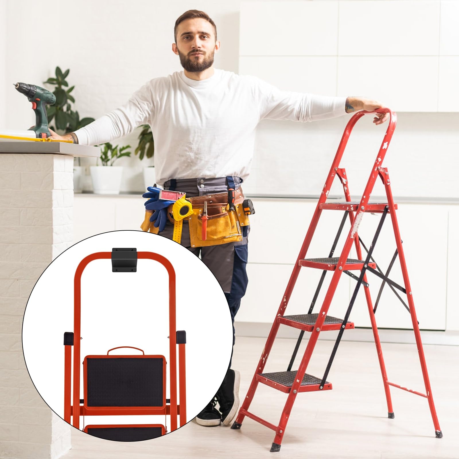 Ladder Hanger Steel Wall Mount Wheelbarrow Hanger for Garage Wall Heavy Duty Wall Mount for Ladder Folding Chair Stroller Storage Black Adjustable Strap Hook Adjustable Hangable Organiser