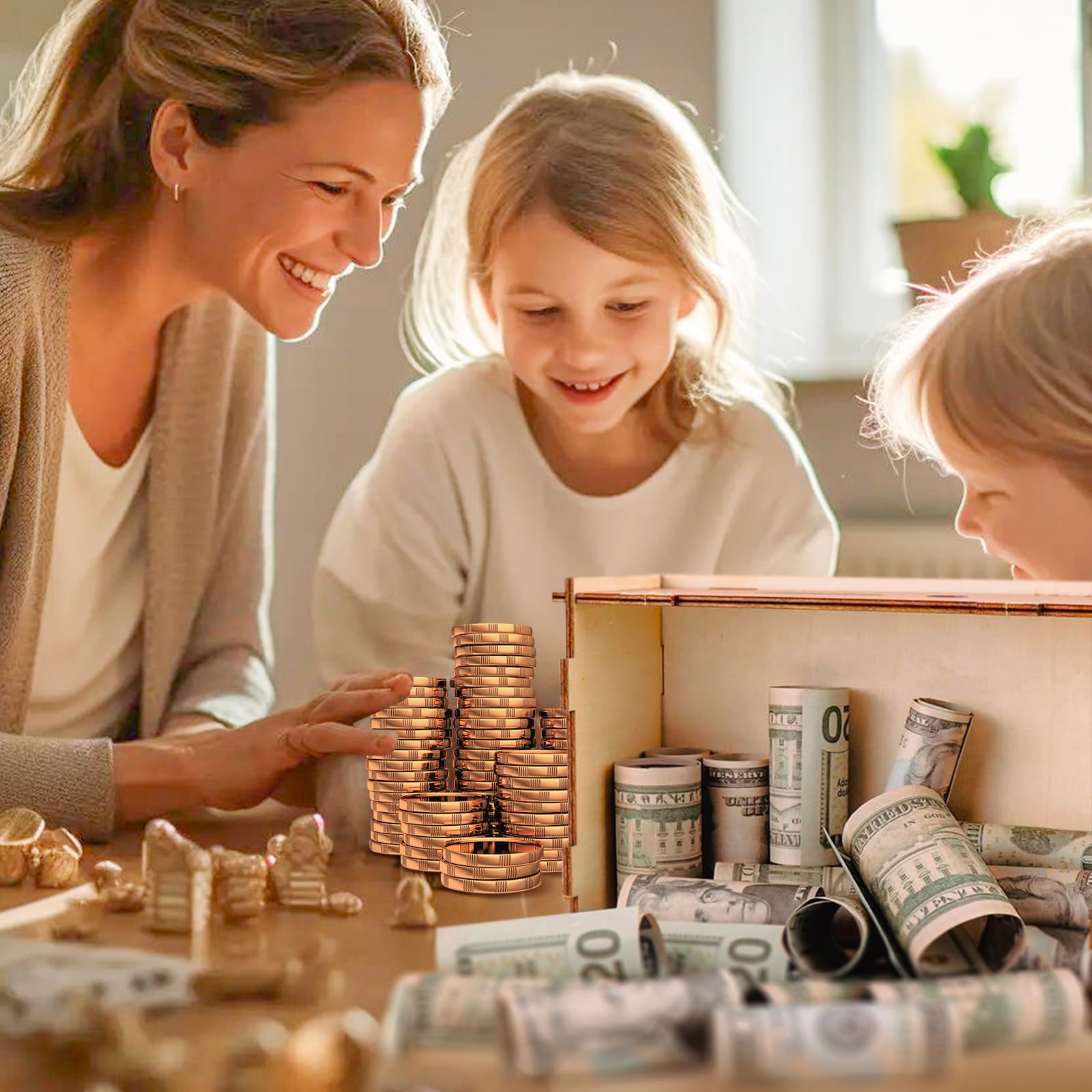 Cash Vault Wooden Savings Box, 2026 New Savings Challenge Box, Wooden Money Saving Box Money Box with Counter, Money Saver with Money 10000 Savings Target and Numbers