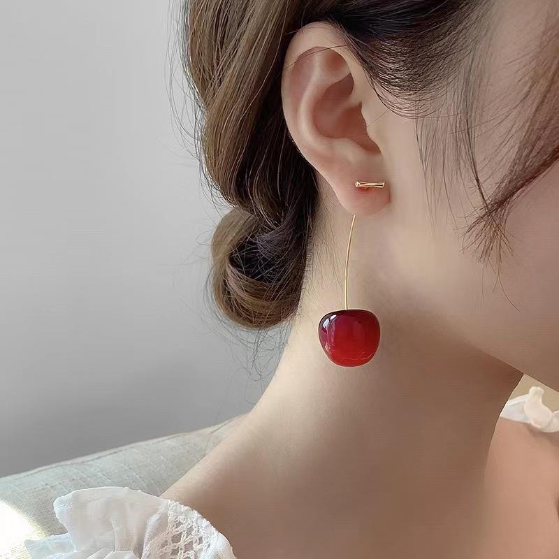 Delzzad Adorable Cherry Earrings Fruit Drop Dangle Earrings Costume Jewelry Accessories Birthday Anniversary Gifts for Girls Women