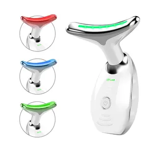 Face Neck Massager, 7 Modes LED Massager for Home Face Sculpting Tool, Facial Massager for Neck, Face.… (White)