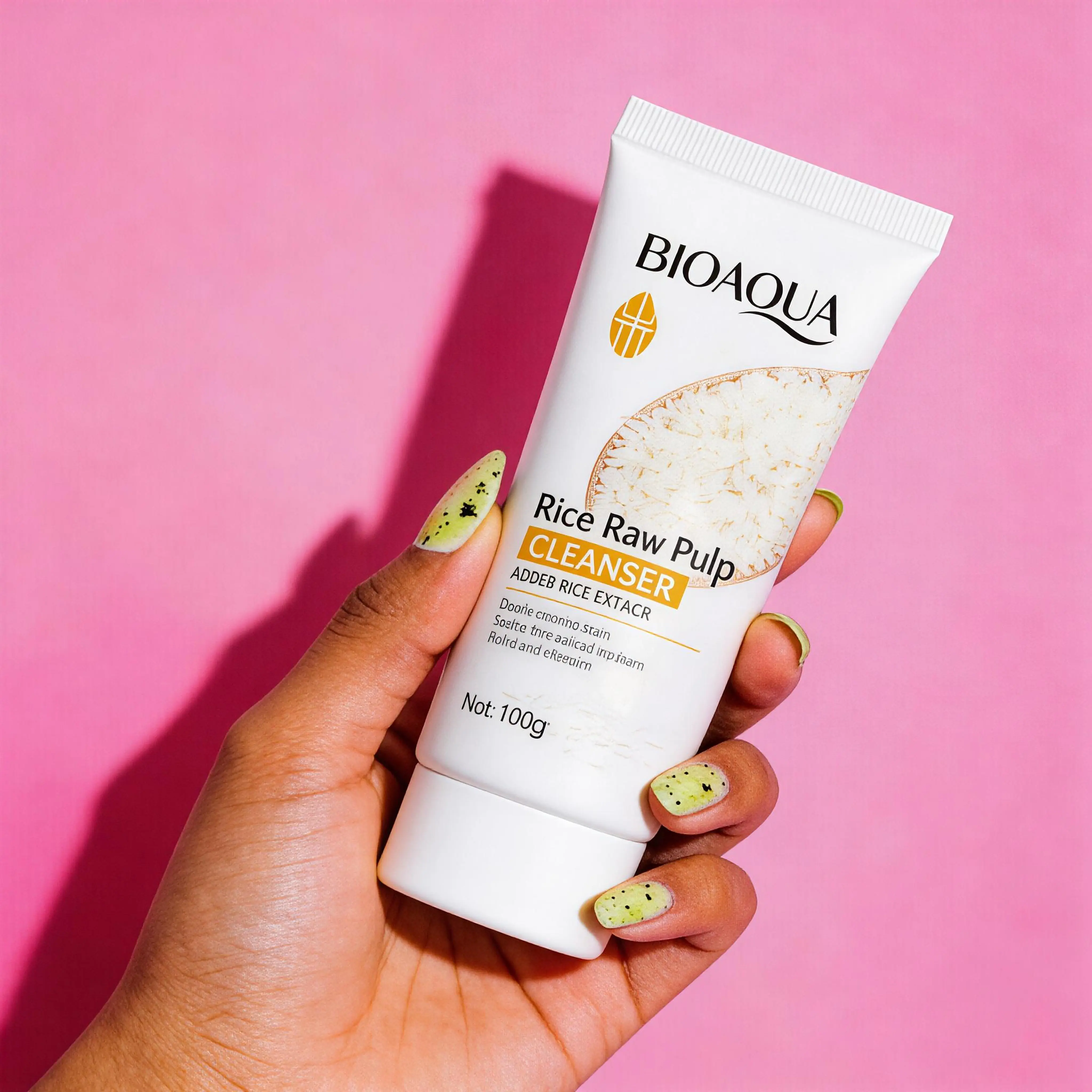 BIOAOUA Rice Milk Cleanser - 100g Gentle Foaming Face Wash with Rice Extract, Moisturizing Soothing Facial Cleansing for All Skin Types, Supports Skin Hydration
