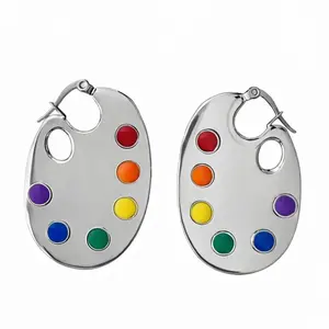 Paint Palette Earrings in Silver