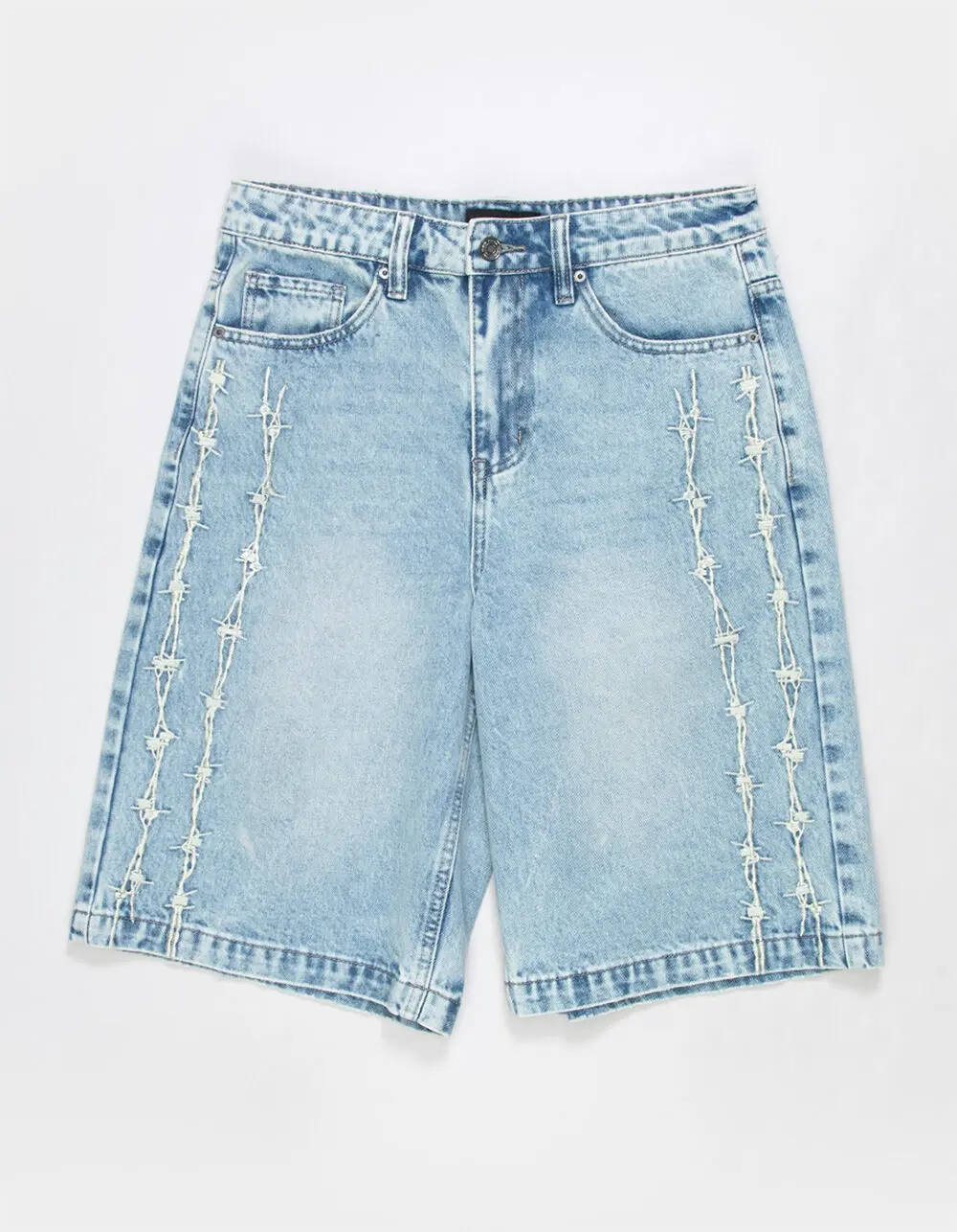 RSQ Barbed Wire Embroidered Mens Baggy Jorts